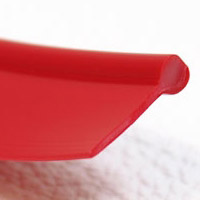 Red piping of speaker cabinet 